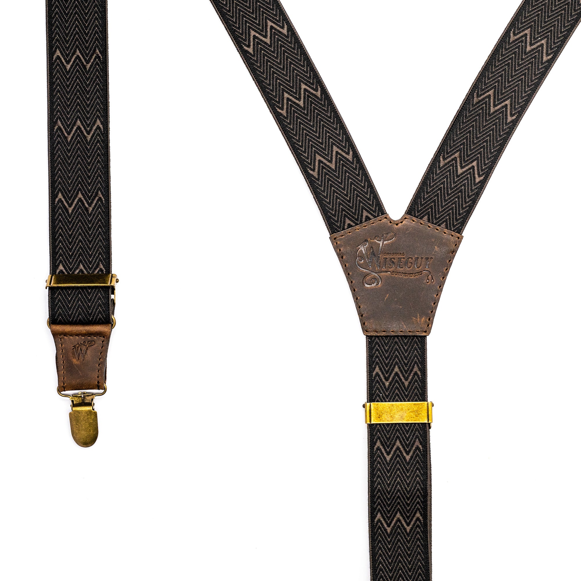Dapper Herringbone Chocolate Wide Suspenders No. E5329