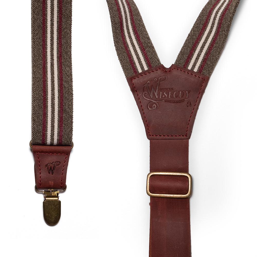Charger Oxblood Striped Wide Suspenders No. F3019