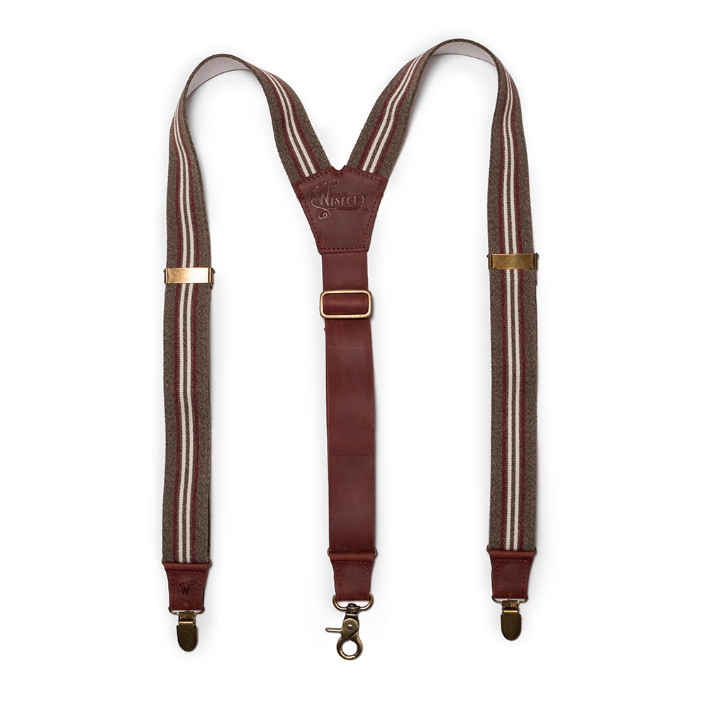 Charger Oxblood Striped Wide Suspenders No. F3019