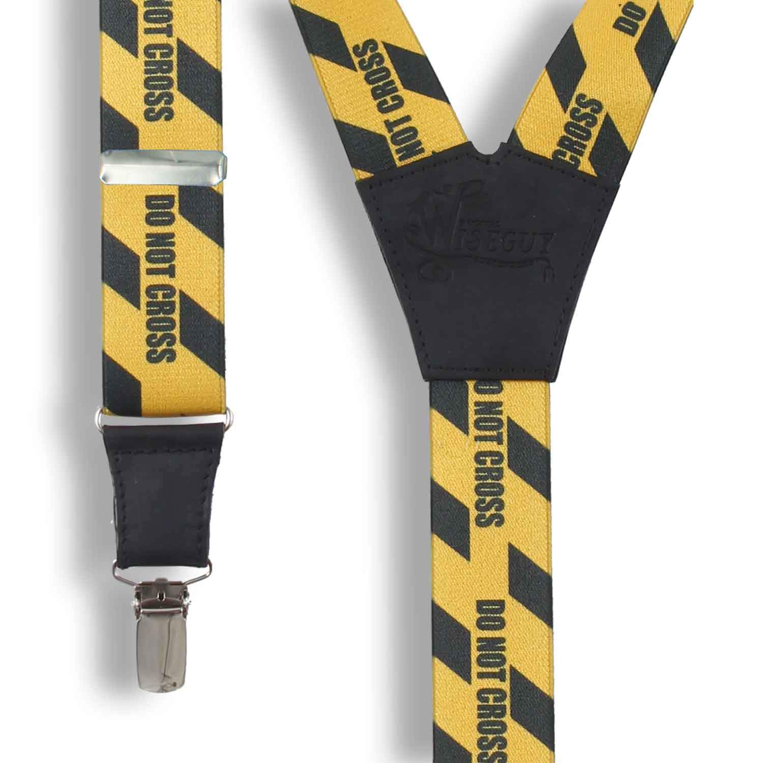 Do Not Cross Yellow casual Suspenders 1.3 inch wide straps - Wiseguy Suspenders
