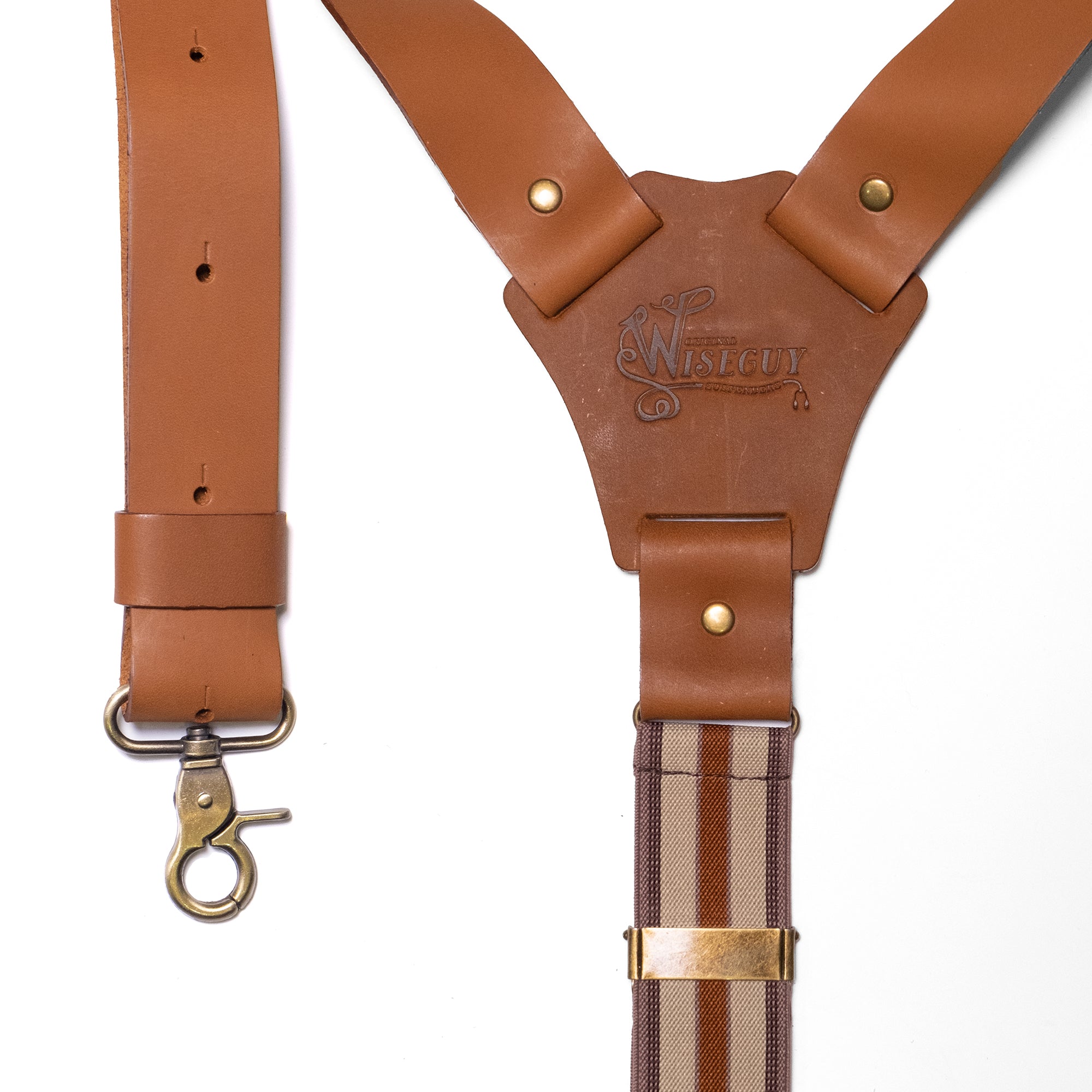 Crazy Horse Flex Camel Brown Striped Wide Suspenders No. F2125
