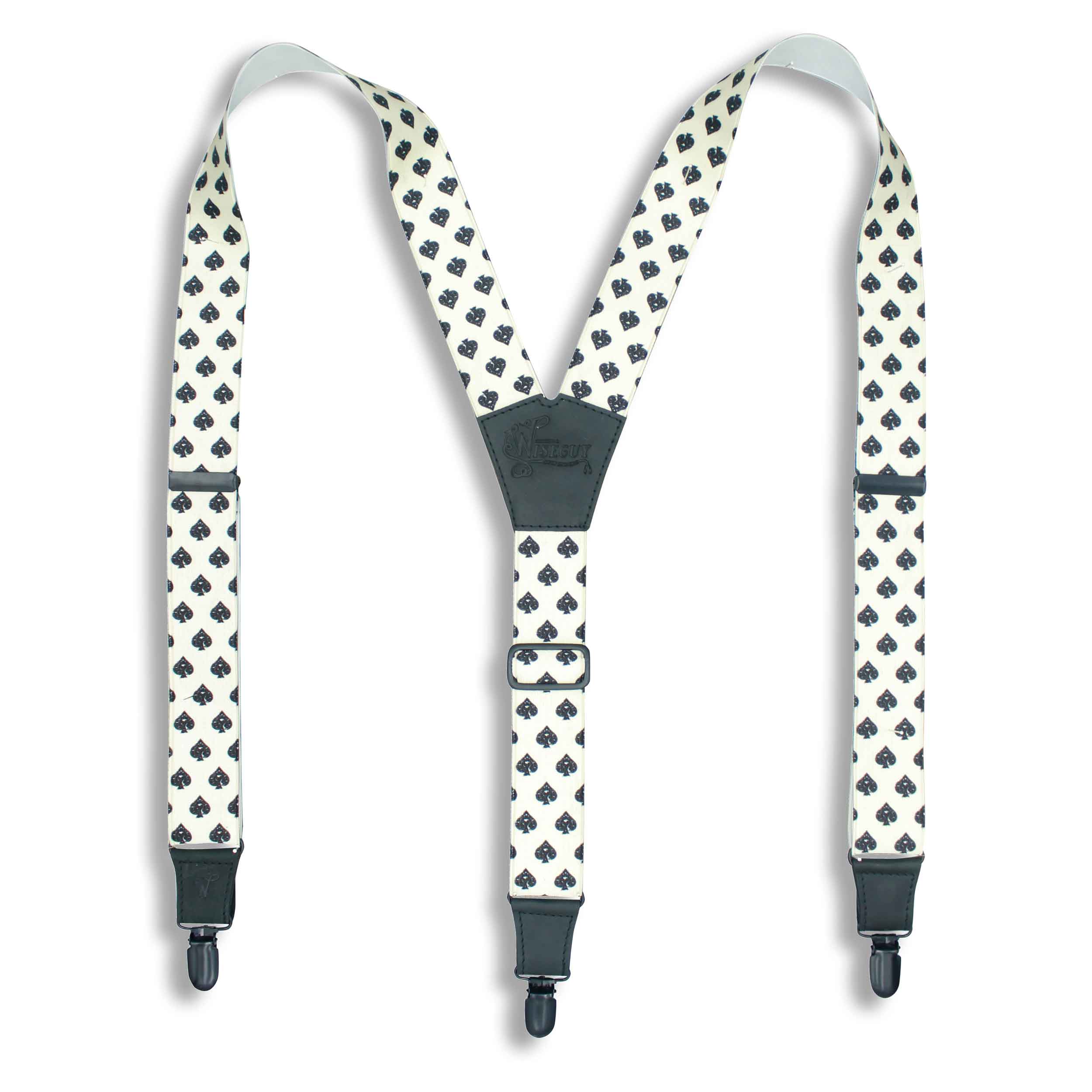 Spades All Black Suspenders wide straps (1.36 inch/ 3.5 cm) - Wiseguy Suspenders